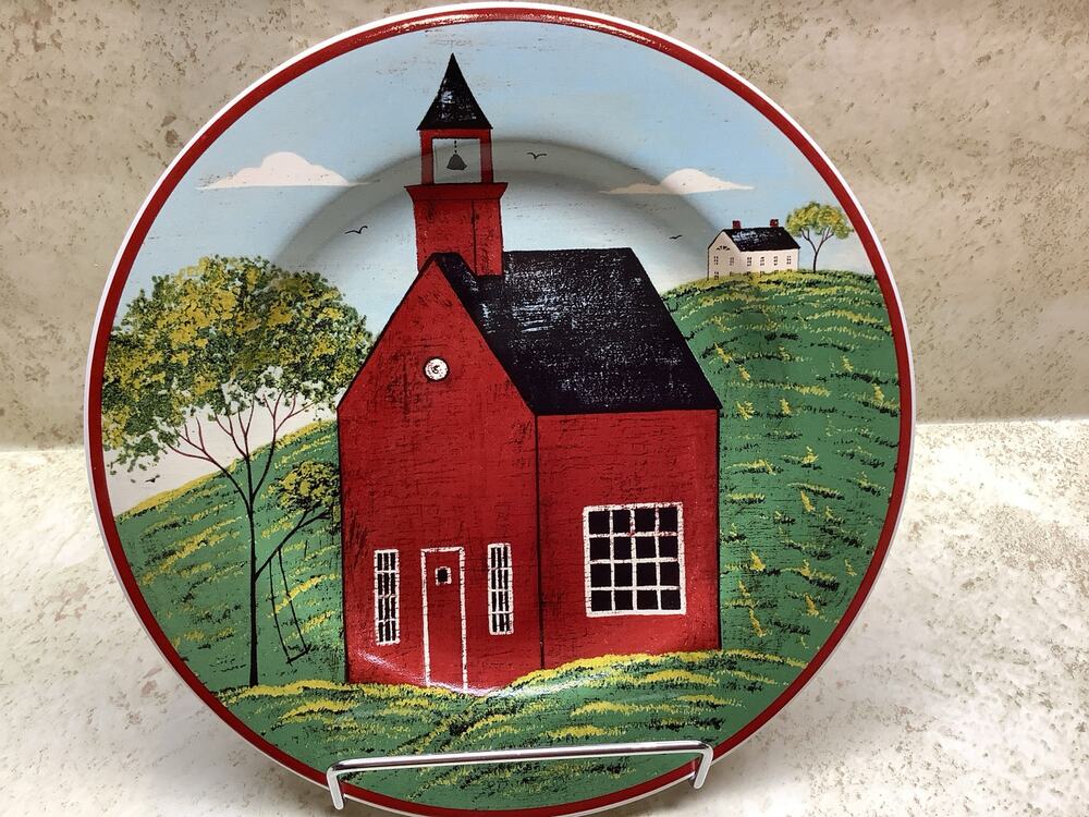 Warren Kimble Brandon House Country Life Red Church Sakura 8.25" Salad Plate